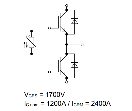 IGBT 모듈 FF1200R17IP5PBPSA1 트렌치 필드 스톱 하프 브리지 1700V 1200A 20mW 0