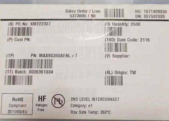 통합 회로 칩 MAX98360AENL 1-채널 D급 오디오 증폭기 9-XFBGA