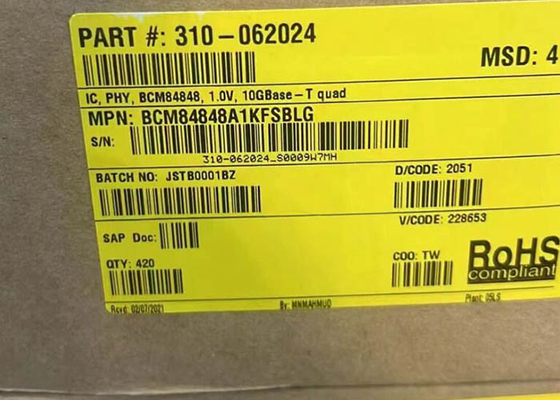 이더넷 IC BCM84848A1KFSBLG 4포트 10GBASE-T 트랜시버 IC BGA 패키지