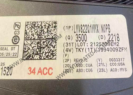 LMV822Q1MMX 통합 회로 칩 자동차 듀얼 5.5V 5.6MHz 40mA RRO 운영 증폭기