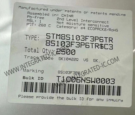 STM8S103F3P6TR 마이크로 컨트롤러 MCU 16MHz 메인스트림 액세스 라인 8-비트 MCU TSSOP-20