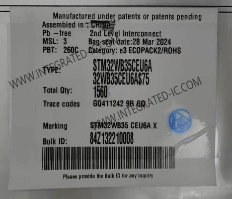 STM32WB35CEU6A 마이크로 컨트롤러 MCU 2.4GHz 멀티 프로토콜 무선 32비트 MCU