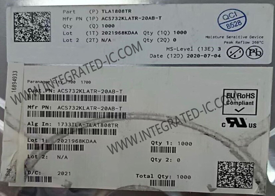 ACS732KLATR-20AB-T 센서 IC 1MHz 대역폭 갈바닉 절연 전류 센서, 과전류 오류 감지 기능