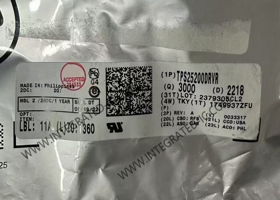 TPS25200DRVR 집적 회로 칩 5V eFuse, 정밀 조절 가능 전류 제한 및 과전압 클램프 포함