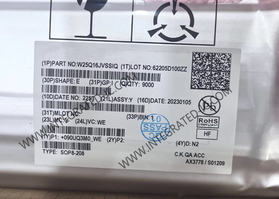 W25Q16JVSSIQ 메모리 IC 칩 3V 16Mbit 직렬 플래시 메모리 듀얼/쿼드 SPI