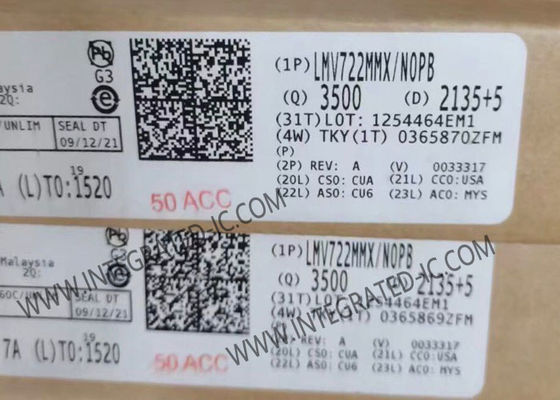 LMV722MMX 10MHz 2 채널 운영 증폭기 IC 칩 2.2V에서 5.5V 공급 범위