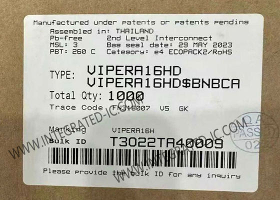 VIPERA16HD 집적 회로 칩, 6W 고전압 컨버터, 800V 애벌런치 내구성 및 60kHz 작동 주파수