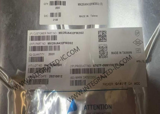 MX25U6432FM2I02 64Mbit NOR 플래시 메모리 IC, 133 MHz SPI 인터페이스, SOP8 패키지