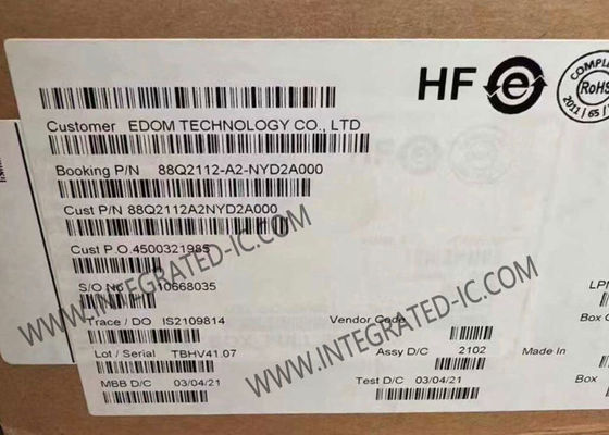 88Q2112-A2-NYD2A000 이더넷 IC, QFN48 패키지, 7mm × 7mm 크기, 1000Mbps 데이터 전송 속도의 이더넷 PHY