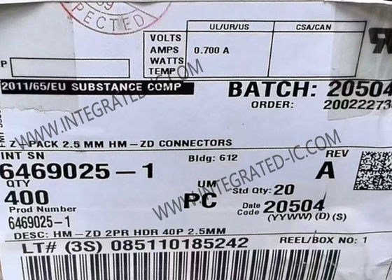 6469025-1 Z-PACK HM-Zd 고속 백플레인 커넥터 40 포지션 4열 0.098" 피치 PCB 마운트 헤더