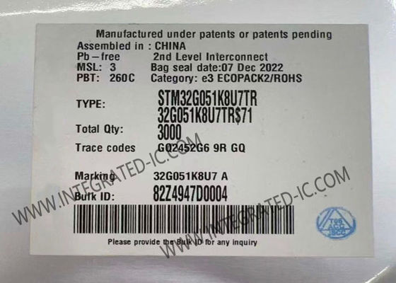 STM32G051K8U7TR 마이크로컨트롤러 MCU 32비트 64MHz ARM Cortex-M0+ (30 I/O, 1.7V ~ 3.6V 전원 공급)