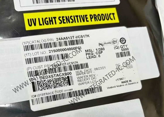 24AA512T-I/CS17K 512Kbit 1.7V ~ 5.5V 400 kHz 메모리 IC 칩 I2C 인터페이스가 있는 EEPROM