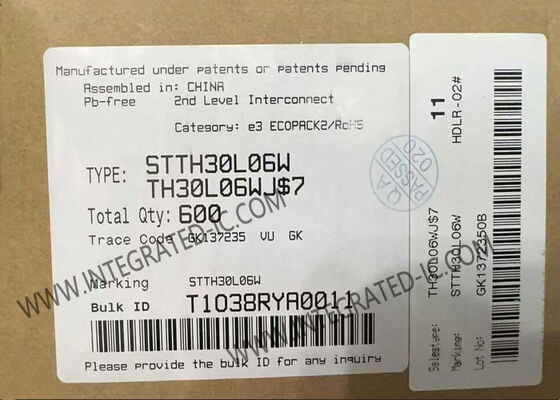 STTH30L06W 융합 회로 칩 600V 30A 초고속 복구 수정기 DO-247-2 패키지