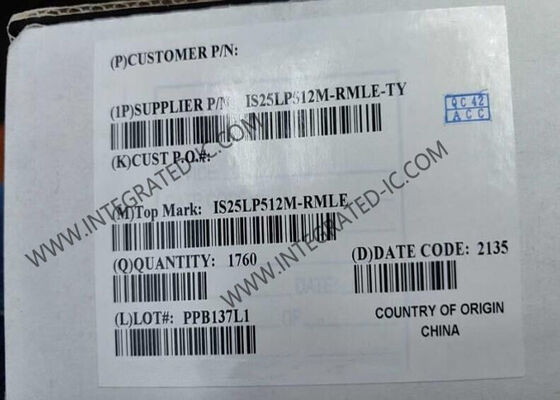 IS25LP512M-RMLE-TY 메모리 IC 칩 512Mbit 시리얼 NOR 플래시 메모리 칩, 133MHz 클럭 주파수 및 SPI - 쿼드 I/O 인터페이스