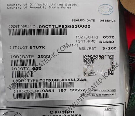 MIMX8ML4DVNLZAB 마이크로컨트롤러 MCU 4 코어 64비트 마이크로프로세서 IC, LFBGA548 패키지, 최대 1.8 GHz