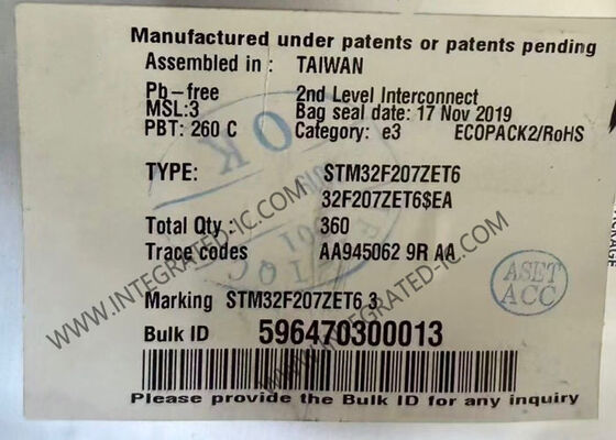 STM32F207ZET6 32비트 ARM 마이크로컨트롤러 MCU 120MHz 속도 144LQFP 패키지