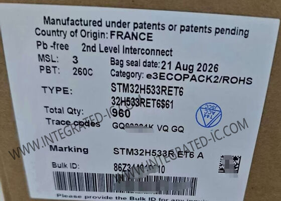 STM32H533RET6 마이크로 컨트롤러 MCU 고성능 팔 코르텍스-M33 MCU 250 MHz CPU