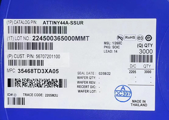 ATTINY44A-SSUR 8-비트 20MHz 4KB 순간 마이크로컨트롤러 IC 14-SOIC 표면 부착