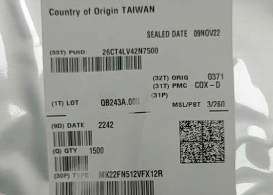 120MHz 마이크로 컨트롤러 MCU MK22FN512VFX12R 32비트 싱글 코어 88-QFN