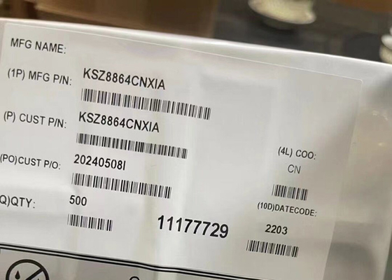 이더넷 IC KSZ8864CNXIA 48mA 통합 4 포트 10/100 이더넷 스위치 QFN-64