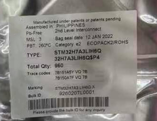 마이크로컨트롤러 MCU STM32H7A3LIH6Q 225TFBGA 마이크로컨트롤러 칩 280MHz IC 칩