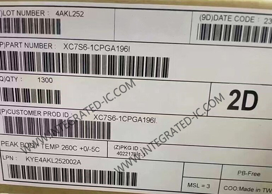 필드 프로그래밍 게이트 배열 XC7S6-1CPGA196I 100 I/O 스파르탄-7 임베디드 필드 프로그래밍 게이트 배열 IC 196-TFBGA