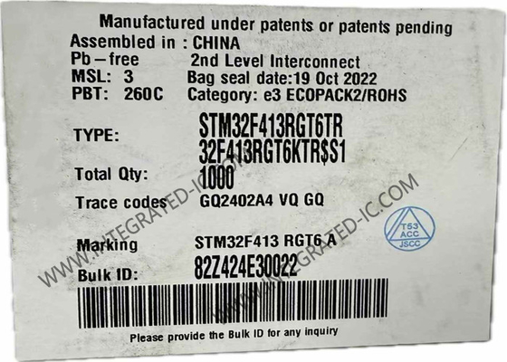 마이크로컨트롤러 MCU STM32F413RGT6은 마이크로컨트롤러 64-LQFP 패키지를 끼워 넣었습니다