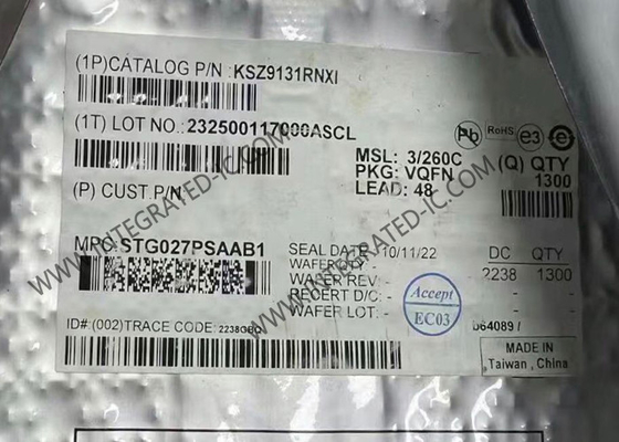 IC 칩 KSZ9131RNXI 기가비트 이더넷 송수신기 48-QFN 패키지 표면 부착