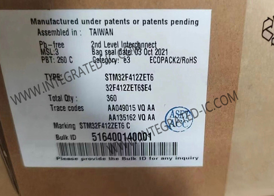 STM32F412ZET6 마이크로 컨트롤러 MCU 32비트 단일 코어 MCU 100MHz 임베디드 MCU LQFP144