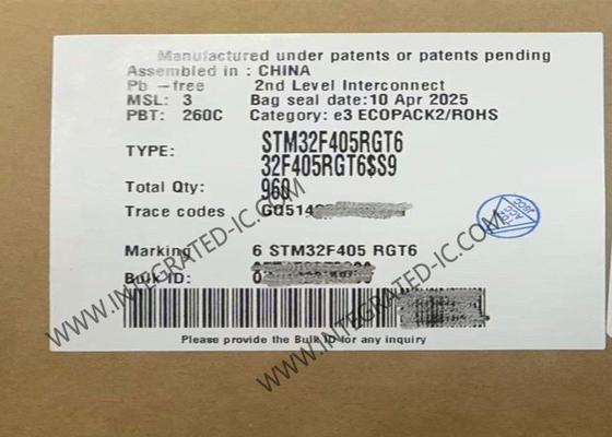 STM32F405RGT6 MCU 팔 M4 32-비트 단일코어 168MHz 마이크로컨트롤러 IC 64-lqfp