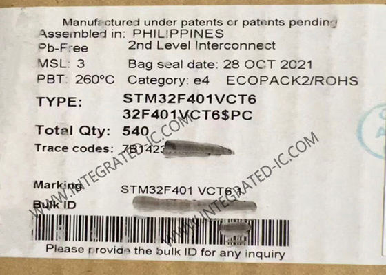 마이크로컨트롤러 MCU STM32F401VCT6 256KB 순간 마이크로컨트롤러 칩 LQFP100 84MHz