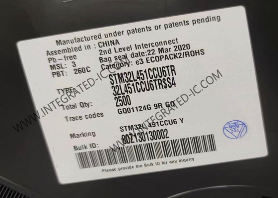 마이크로컨트롤러 MCU STM32L451CCU6 하나의 핵 256KB 마이크로컨트롤러 IC