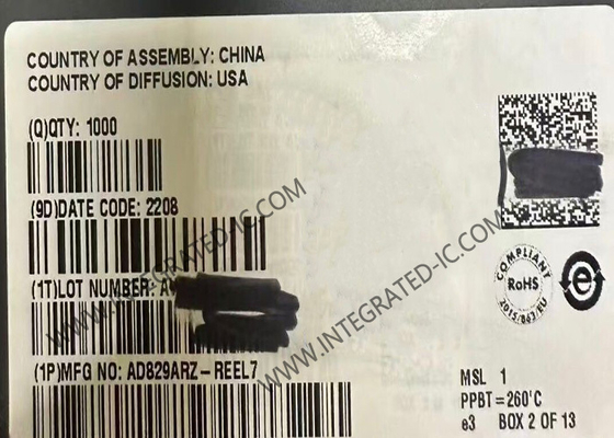 AD829ARZ 집적 회로 칩 연산 증폭기 SOIC8 저잡음 비디오 연산 증폭기