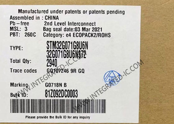 STM32G071G8U6N 마이크로컨트롤러 MCU 32비트 팔 코르텍스-M0+ 마이크로컨트롤러 UFQFPN-28 고성능 MCU