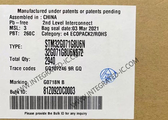 STM32G071G8U6N 마이크로컨트롤러 MCU 32비트 마이크로컨트롤러 64MHz STM32 메인스트림 MCU