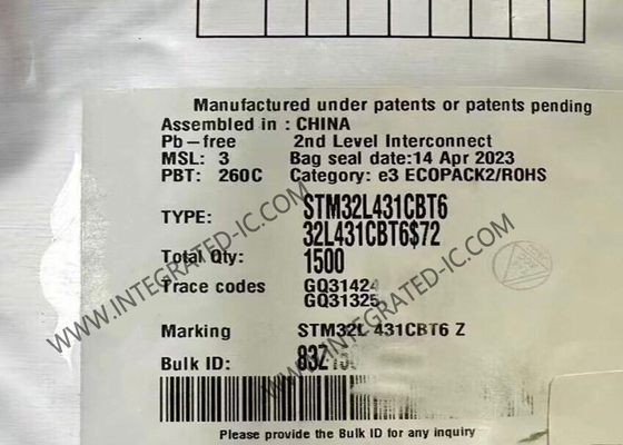 STM32L431CBT6 마이크로컨트롤러 MCU 초저전력 ARM 코르텍스-M4 32비트 80MHz MCU