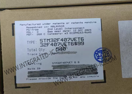 512Kbytes 집적 회로 칩 STM32F407VET6 168MHz 팔 외피 M4 핵심 100LQFP
