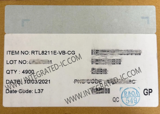 RTL8211E-VB-CG 이더넷 IC 통합 10/100/1000M 이더넷 트랜시버 QFN48