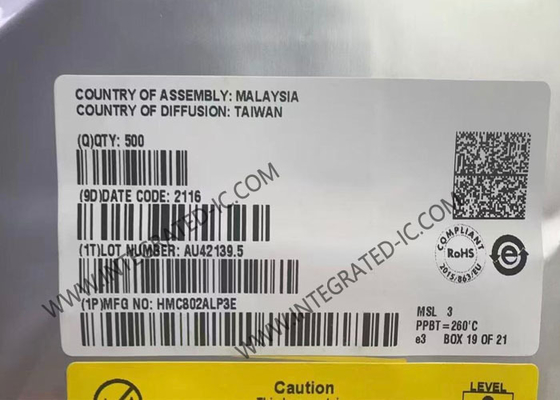 HMC802ALP3E 집적 회로 칩 GaAs MMIC 1비트 디지털 양성 제어 감쇠기