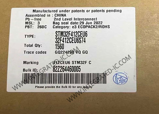 STM32F412CEU6 마이크로 컨트롤러 MCU 100MHz 32비트 마이크로 컨트롤러 IC UFQFPN48 임베디드 MCU