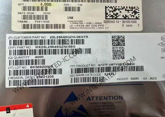 메모리 IC 칩 MX25L25645GZNI-08G 120MHz 256Mbit SPI NOR 플래시 메모리 IC WSON8