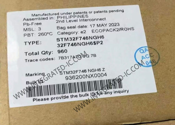마이크로컨트롤러 MCU STM32F746NGH6은 마이크로컨트롤러 216TFBGA 하나의 핵을 끼워 넣었습니다