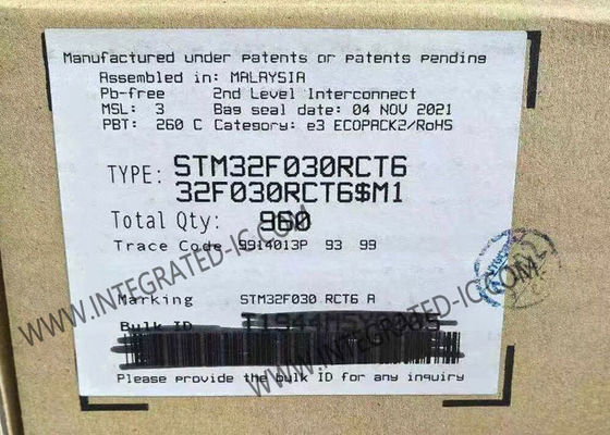 STM32F030RCT6 마이크로컨트롤러 MCU, 256 kB 플래시 메모리, 48 MHz 클럭 주파수, 51 I/O