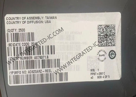 AD620ARZ 계기 증폭기 통합 회로 칩 1 채널 1 MHz 대역폭 및 1.2 V/us Slew Rate