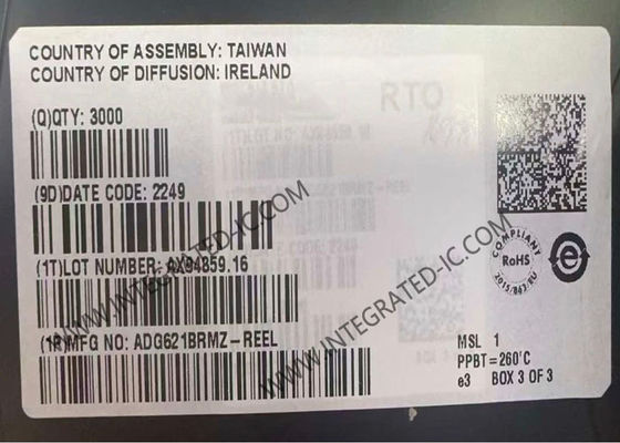 ADG621BRMZ 집적 회로 칩 듀얼 SPST 스위치 IC, 10핀 MSOP 패키지, 2.7V ~ 5.5V 단일 전원 및 ±2.7V ~ ±5.5V 이중 전원