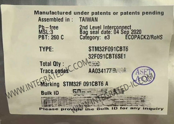 STM32F091CBT6 32비트 단일 코어 48MHz 마이크로 컨트롤러 MCU IC