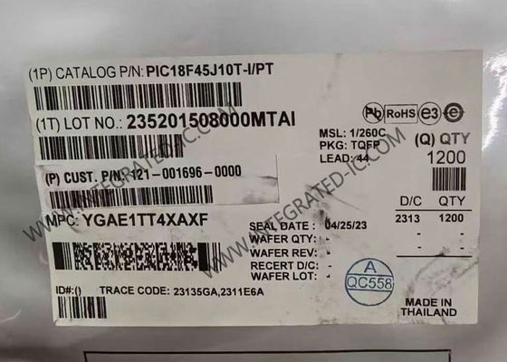 PIC18F45J10T-I/PT 마이크로컨트롤러 MCU 8비트 40MHz, 32kB 프로그램 메모리