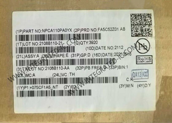 NPCA110PA0YX 통합 회로 칩, 24비트 해상도, 96dB SNR 오디오 향상 엔진 및 MaxxAudio 알고리즘을 특징으로 하는 CODEC