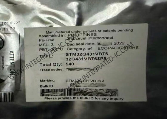 고성능 STM32G431VBT6 마이크로컨트롤러 MCU 100LQFP 32Bit 하나의 핵
