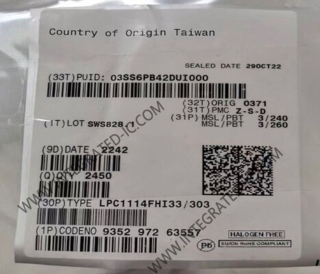 LPC1114FHI33 32비트 ARM Cortex-M0 마이크로컨트롤러 MCU, 50MHz 속도 및 32KB 플래시 메모리